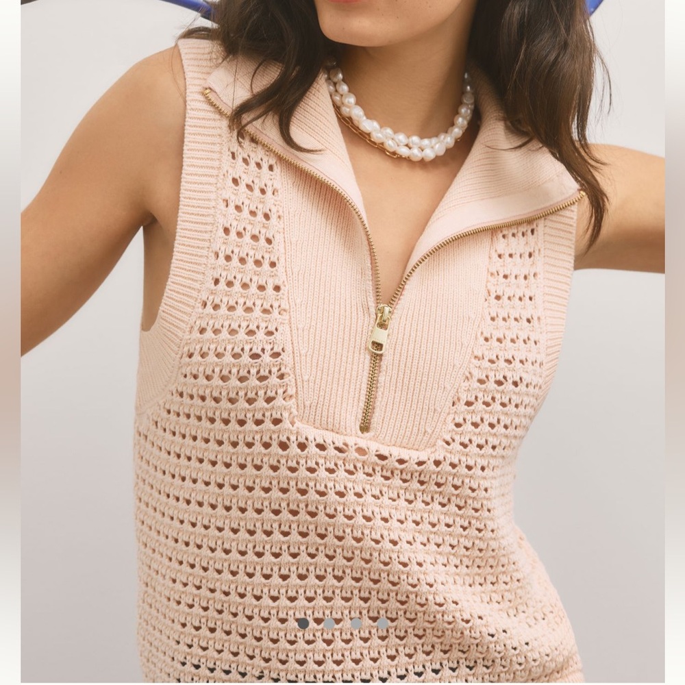 Anthropologie Varley Bains Half Zip Knit Tank